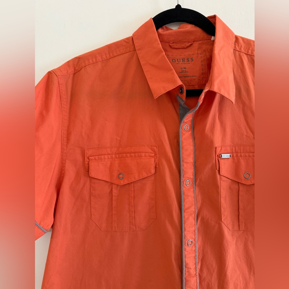 Guess Men's Vibrant Orange Casual Shirt - Picture 3 of 6